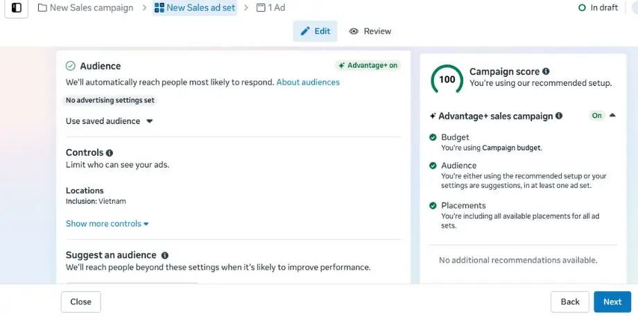 Define Your Audience: Choose location, age, gender, and detailed targeting (interests, behavior, etc.)